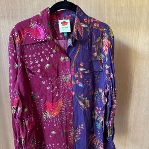 Farm Rio long sleeve multi pattern shirt